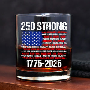 USA 250 Strong Flag American States Patriotic Whiskey Glass LM32 895337
