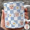 Custom Baby Face Daisy Checkered Print Full Mug - Personalized Gift for Mom & Dad TH10 169943