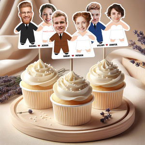 Custom Photo Face Wedding Couple Decoration Cupcake Toppers HA75 892222