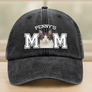 Custom Photo Dog Cat Dad Washed Denim Baseball Cap HA75 892466