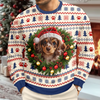 Custom Pet Photo Christmas Wreath Gift Personalized Ugly Sweatshirt CH07 181154