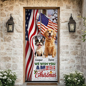 Custom Cute 3D Dog We Wish You Ameri Christmas Decoration Door Cover HA75 898084