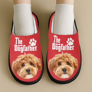 Custom Puppy Photo The Dog Father with Pawprints Design Slippers LM32 897277