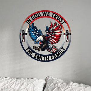 Personalized Name In God We Trust Patriotic Eagle Metal Sign LM32 897267