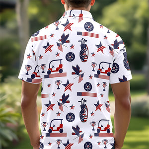 Custom Name Personalized Golf Ball Pattern America Flag Patriotic Polo Shirt HA75 898710