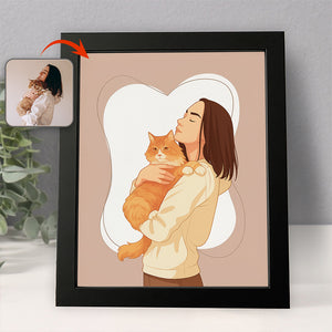 Custom Portrait Photo With Painting Style Poster Picture Frame Gift For Pet Owners HO82 894210