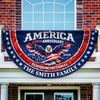 Custom Family Name America 250th Anniversary 1776-2026 Patriotic Eagle Non-Pleated Fan Flag HA75 920842
