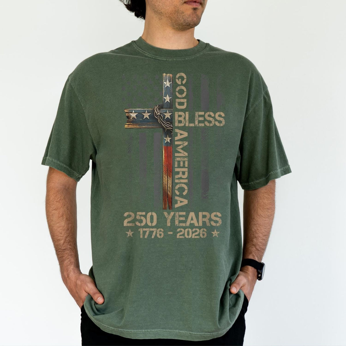 God Bless America Comfort Colors Shirt 250 Years 1776 2026 Christian USA Flag Shirt CH07 911932