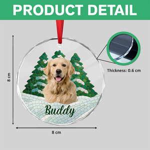 Custom Photo Dog Mosaic Style Glass Ornament Christmas Gift LM32 895047