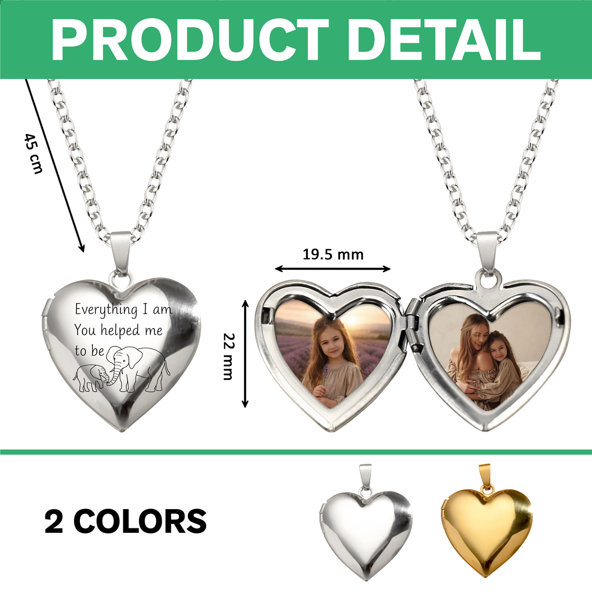 Custom Photo Everything I am You helped me to be Heart Locket Necklace Mother's day Gift HA75 920754