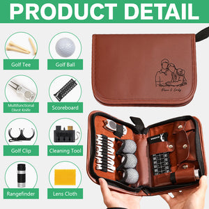 Custom Portrait Photo Drawing Style Couple Golf Set Engraved Accessories HA75 898654