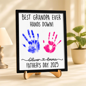 Personalized DIY Handprint Sign - Best Dad Ever Sign Wooden Plaque With Stand TH10 892983