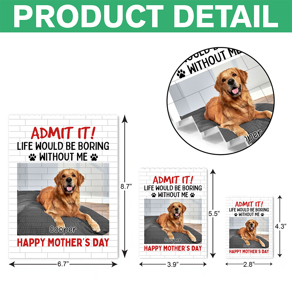 Admit It! Life Would Be Boring Without Me Custom Dog Photo Building Block CH07 910782