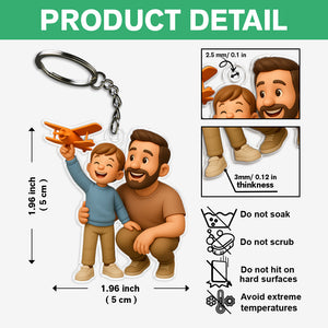 Custom Photo Dad And Kid - Photo Figure Acrylic Keychain Father's Day Gift HA75 892376