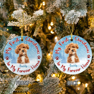 Custom Dog Photo My First Christmas In My Forever Home Christmas Ceramic Ornament CH07 896586