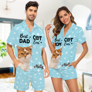 Custom Photo Best Dog Cat Dad Mom Ever For Pet Lover Short Pajamas TH10 894135