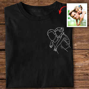 Custom Dad And Kids Portrait Photo Drawing Style Family Dark Shirt Gift For Father's Day, Birthday Gifts HO82 893988