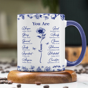 God Says You Are Christian Gift Toile De Jouy Birth Flower Accent Mug HO82 894650
