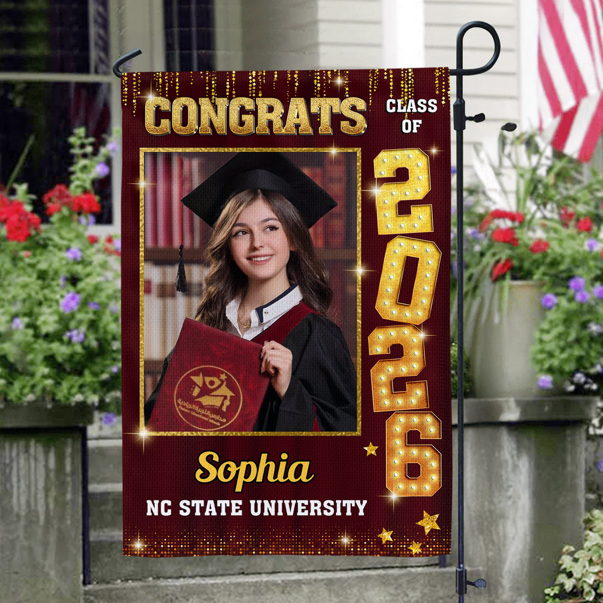 Custom Photo Congrats Class of 2026 Graduation Garden Flag CH07 910816