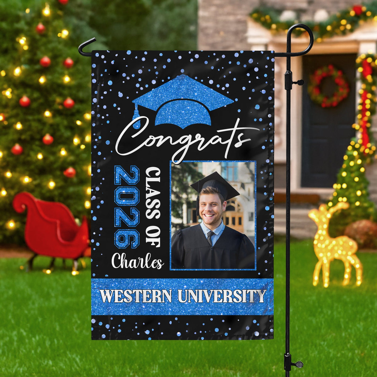 Custom Photo Class of 2026 Congratulations Graduation Garden Flag HO82 901708