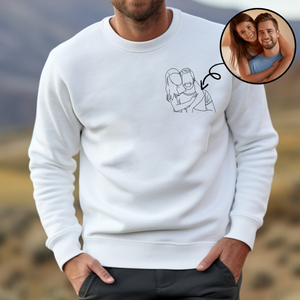 Custom Portrait Photo Drawing Style Couple Bright Shirt Gift For Valentine's Day HO82 900744