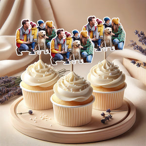 Custom Photo Family With Dog Cat Cupcake Toppers HO82 893640