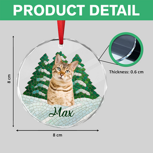 Custom Photo Cat Mosaic Style Glass Ornament Christmas Gift LM32 895049