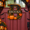Custom Initial & Name Pumpkin Halloween Monogram Door Sign LM32 670003