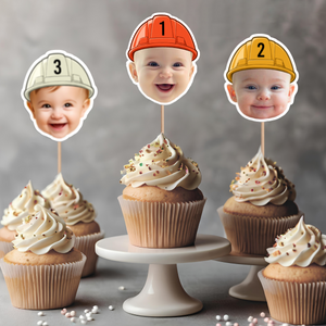 Custom Face Construction Kid Cupcake Toppers HO82 893580