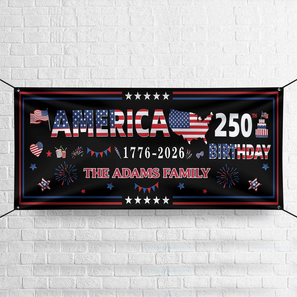Personalized Family Name 250 Anniversary USA Banner HA75 920900