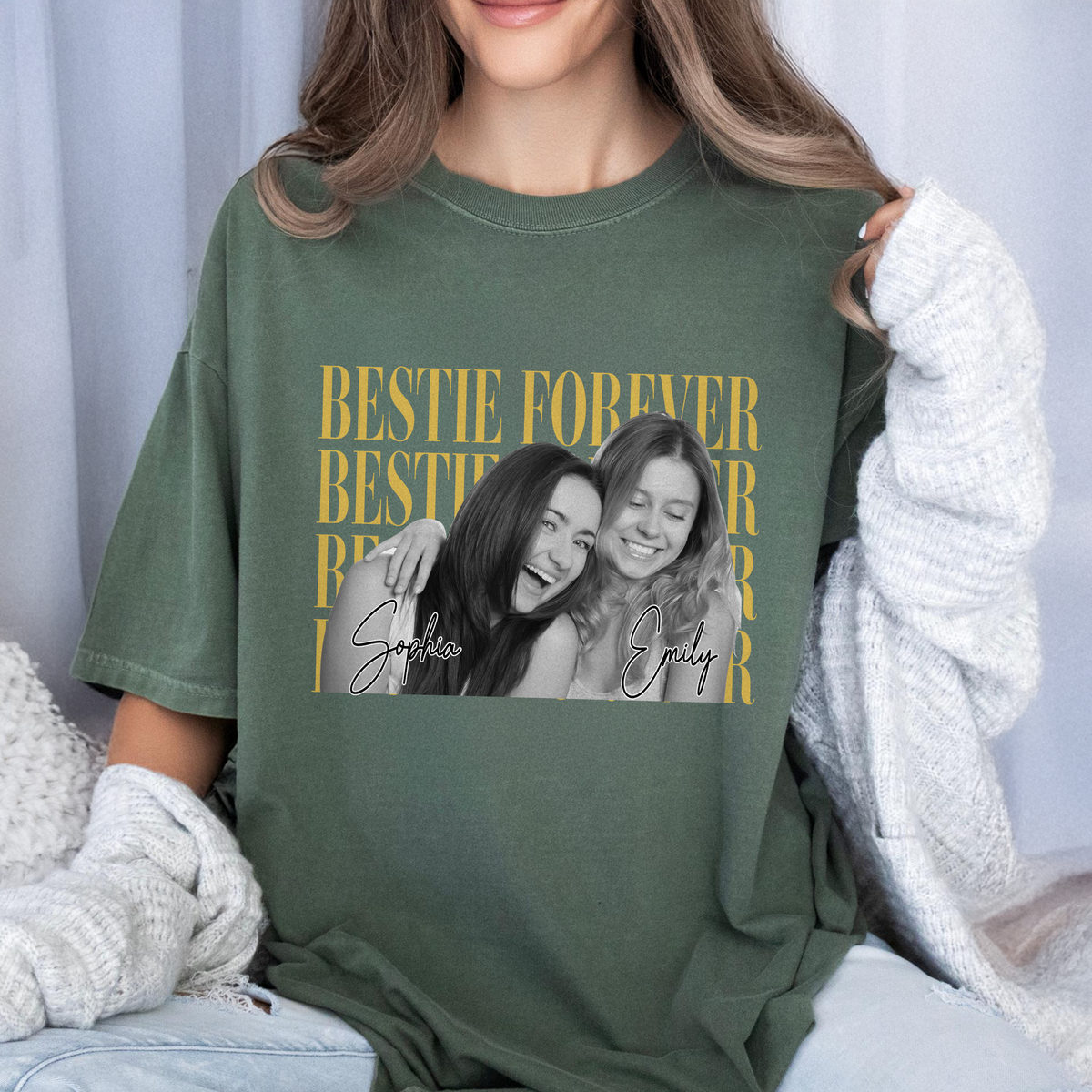 Personalized Vintage Photo Besties Forever Comfort Shirt HA75 921464