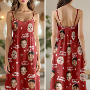 Custom Photo and Name I Love My Family V-Neck Cami Maxi Dress HA75 892150