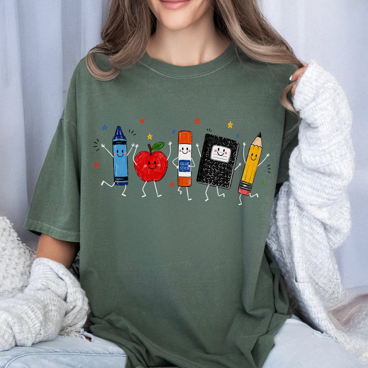 Personalized Name Funny Teacher Life Crayon Apple Pencil Notebook Comfort Shirt LM32 669543