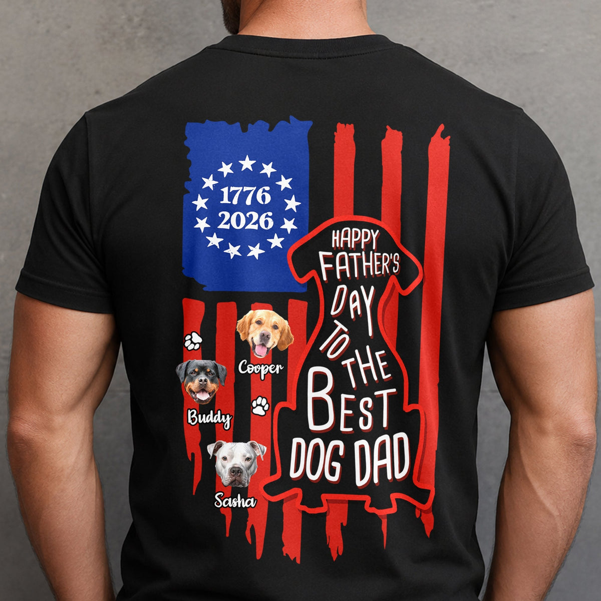 Custom Photo Happy Father's Day To Best Dog Dad Flag Back Comfort Shirt HO82 902792