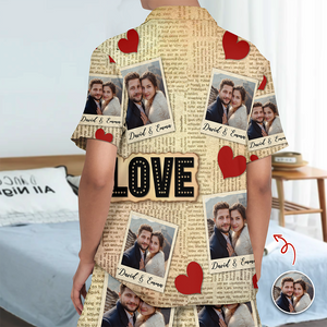 Custom Photo Newspaper Short Pajamas Funny Love Gift For Couples CH07 895528