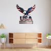 Custom Family Name Monogram Metal Sign, USA Eagle Patriotic Wall Decor, Personalized American Flag Sign CH07 911002