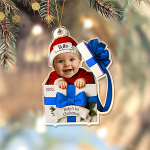 Custom Photo Baby Christmas Gift Box 2D Flat Acrylic Ornament LM32 897211