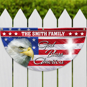 Custom Family Name Patriotic Eagle God Bless America Non-Pleated Fan Flag HA75 898790