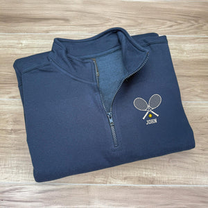 Personalized Name Tennis Player Embroidered Quarter Zip Sweater HA75 898622