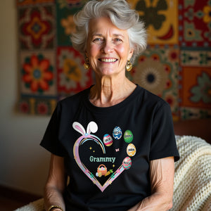 Grandma Easter Heart With Grandkids Bunny Dark Sweatshirt Personalized Gift HO82 893538