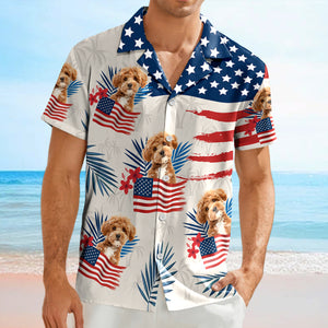 Custom Dog Cat Photo American Flag Hawaiian Shirt 4th of July Gift CH07 896110