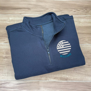 Personalized Name US Flag Embroidered Quarter Zip Sweater, Unique Enthusiast Gift HA75 898634