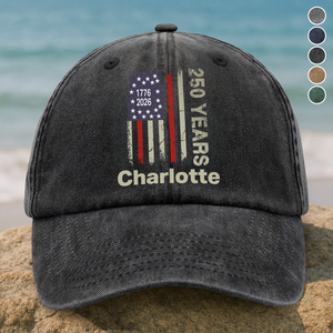 Custom Name America 250 Washed Denim Baseball Cap TH10 896553