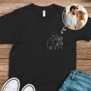 Custom Portrait Photo Drawing Style Couple Dark Shirt Gift For Valentine's Day HO82 900746
