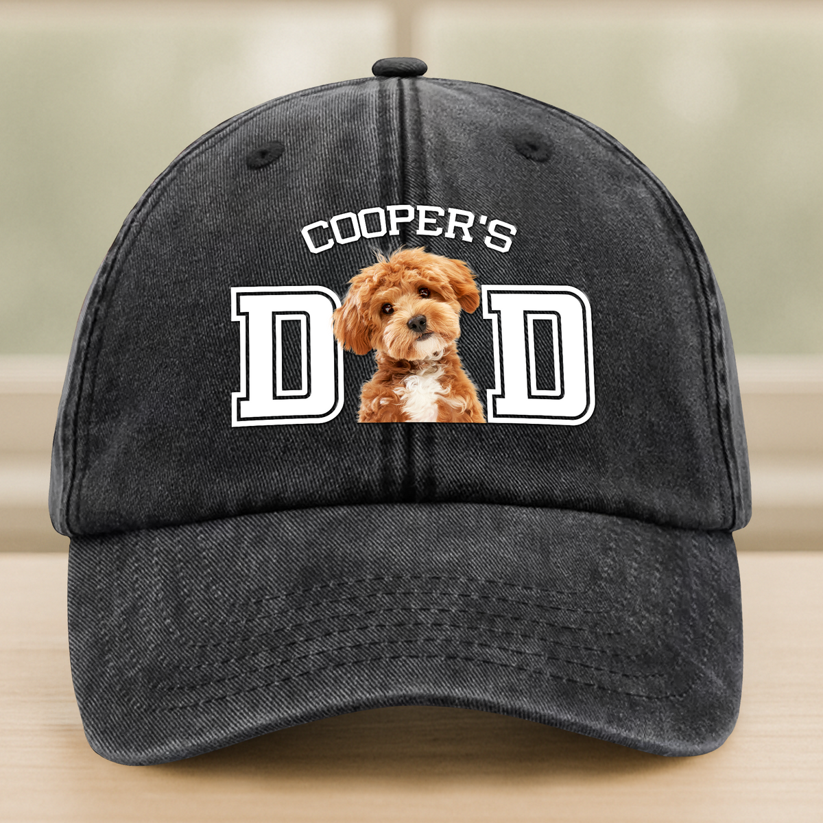 Custom Photo Dog Cat Dad Washed Denim Baseball Cap HA75 892466