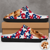 Custom Cute Dog Photo American Flag Christmas Pattern Slippers For Dog Lovers LM32 893881