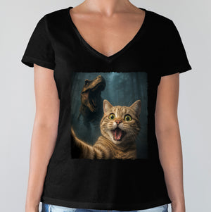 Custom Cat Photo Living That Dino Danger Life Classical Style Dark Shirt For Cat Lovers HO82 894844