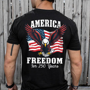 America 250 Years of Freedom Patriotic Eagle Flag Back Side Dark Shirt HA75 897334