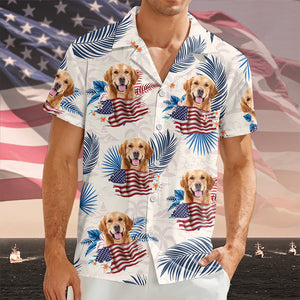Custom Photo Dog Cat America Flag Hawaiian Shirt HA75 892540
