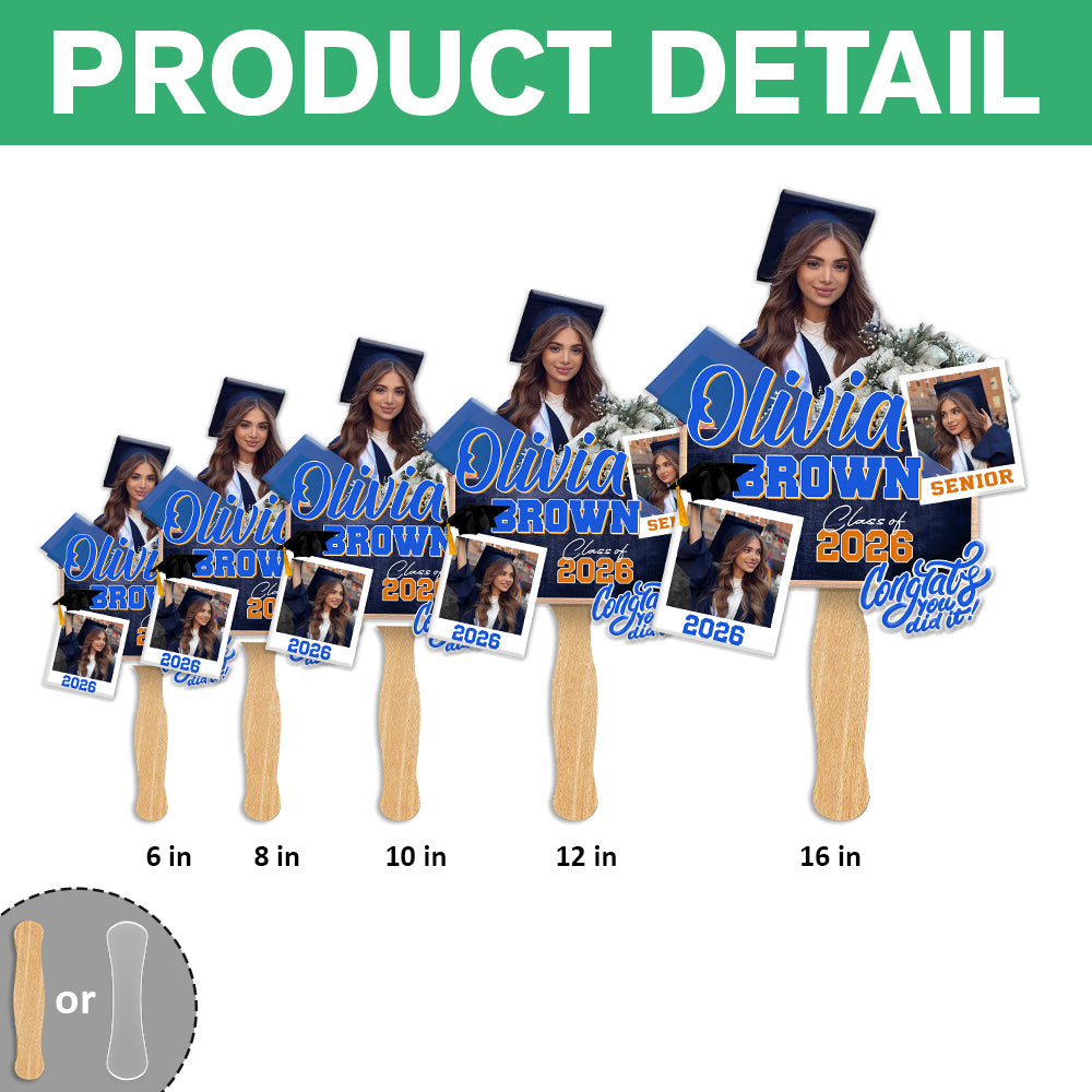 Custom Photo Graduation Class of 2026 Face Fan, Personalized Senior Congrats Grad Gift LM32 899437